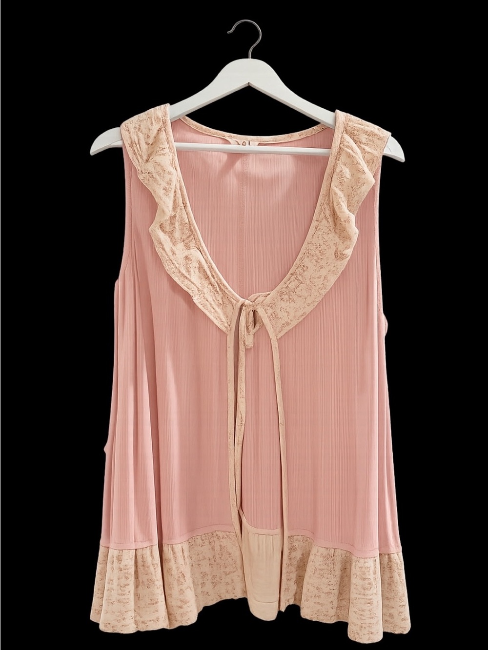 POL Pink Lace-Trim Sleep Chemise with Tie Front